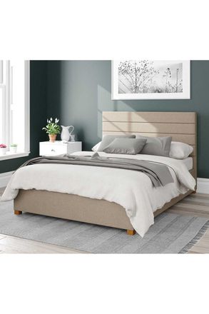 Aspire Home Accents Kelly Upholstered Ottoman Storage Bed, Eire Linen Fabric in Natural | Size: King