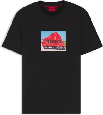 HUGO BOSS Cotton-jersey T-shirt with biker-inspired artwork