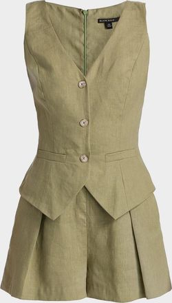 Black Halo Matias Linen Romper