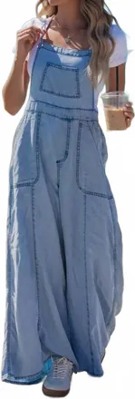 Vintage Havana Denim Wide Leg Jumpsuit In Blue