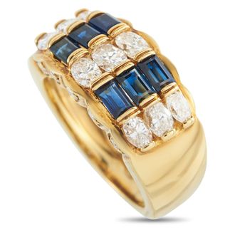 Luxury Bazaar 18K Yellow Gold 1.44ct Diamond and Sapphire Ring MF11-011626