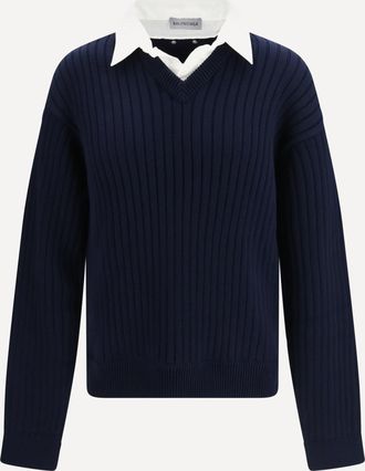 Balenciaga Cotton Sweater with shirt details Male M