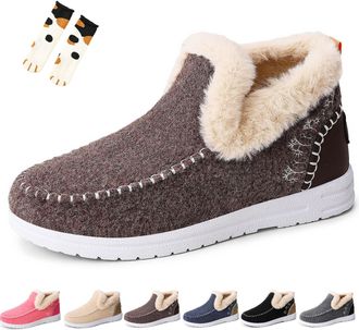 Generic Orthopedic Fleece Slip-On Boots for Women & Men, Supportive Walking Shoes with Arch Support, Cushioned Insoles for Foot Pain Relief (Brown,10.5)