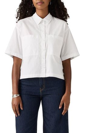 Levi's Harlie Short Sleeve Crop Cotton Poplin Button-Up Shirt in Bright White at Nordstrom, Size X-Small