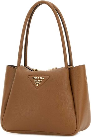 Prada Womens Mano Shoulder Bag Brown Leather