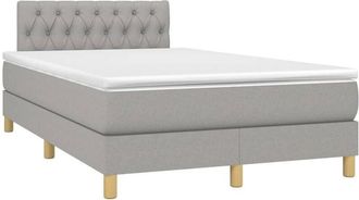 vidaXL Vidaxl - Cama Box Spring Con Colch&oacute;n Tela Y Led Gris Claro 120x200 Cm