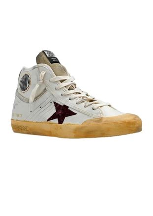 Golden Goose Womens Francy Penstar Double Quarter With Banding Fashion Sneaker In White/taupe/bordeaux