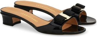 Ferragamo Vanilla Bow Slide Sandal in Nero Biscotto at Nordstrom, Size 8.5