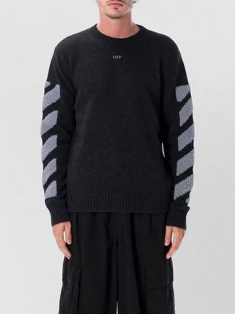 Off-white fuzzy knit crewneck jumper