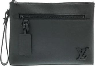 Louis Vuitton Pre-owned Aerogram Calf Pouch - Dames - Vintage Clutch - Zwart - ONE Size - Leer - Vintage
