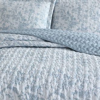 Laura Ashley Amberly Cotton 3-Piece Queen Quilt & Sham Set in Lt-Pastel Blue at Nordstrom Rack, Size Full/queen