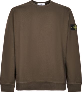 Stone Island Brown Patch Logo Cotton Sweatshirt