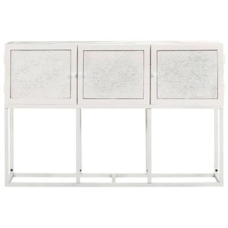 Berkfield Home Sideboard 115x30x76 cm Solid Mango Wood in White | Size: 115 x 30 x 76 cm