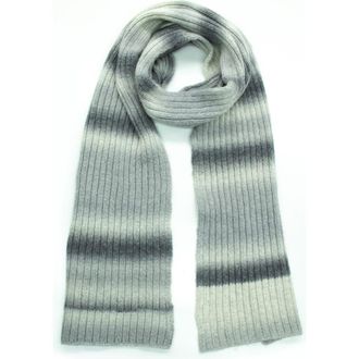 Portolano Ombr&eacute; Stripe Merino Wool Blend Scarf in Grey Multi at Nordstrom Rack