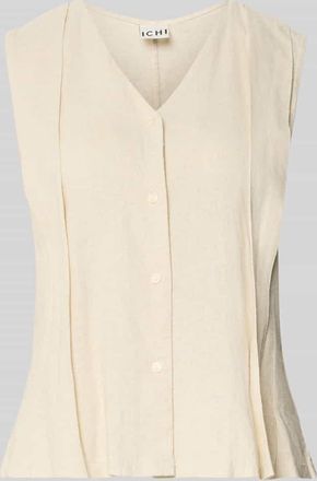 Ichi Weste aus Leinen-Viskose-Mix Modell LINNO in Offwhite, Gr&ouml;&szlig;e 34