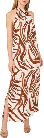 Vince Camuto Halter Tie Back Maxi Dress in Chocolate at Nordstrom, Size X-Large