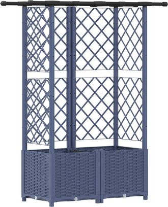 vidaXL Cama Elevada Con Trellis Y Techo Gris 124 X 40 X 136 Cm Pp Vidaxl