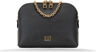 Dolce & Gabbana Mini Leren Schoudertas met Logo - Dames - Schoudertassen - Zwart - ONE Size - Leer - Tassen