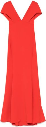 Amsale Abito midi in crêpe elasticizzato con scollo a V - Arancione