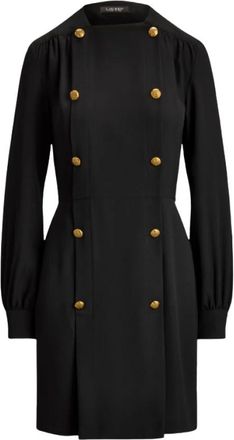Ralph Lauren Geweven Fit & Flare Jurk - Dames - Korte kleedjes - Zwart - 2XS - Leer - Kleedjes