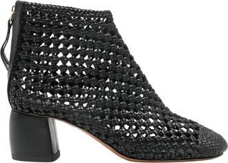 Forte_Forte Gevlochten enkellaars met rits - Dames - Enkellaarsjes - Zwart - 37 EU - Leer - Schoenen