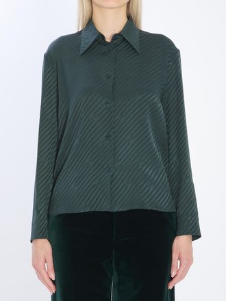 Gucci Womens Gg Interlocking Jacquard Silk Shirt - Dark Grey - Size EU 42 (Womens)