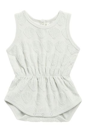 Rylee + Cru Seashell Jacquard Terry Romper in Seafoam at Nordstrom, Size 12-18M