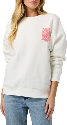 O'Neill Reflect Oversize Fleece Graphic Sweatshirt in White at Nordstrom, Size X-Small