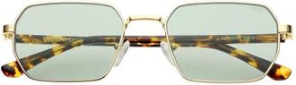 Freyrs Eyewear Superior Rectangular Unisex Sunglasses in Gold /Green at Nordstrom, Size +0.00