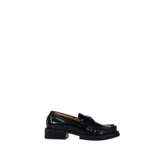 Ganni Schoenen, Dames, Zwart, 37 EU, Leer, Butterfly Logo Loafer