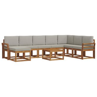 vidaXL Conjunto De Sof&aacute;s De Exterior 9 Pcs Gris Natural Y Claro Vidaxl