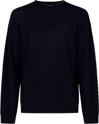 Giorgio Armani Textured Wool Sweater with Crew Neckline and Timeless Silhouette
