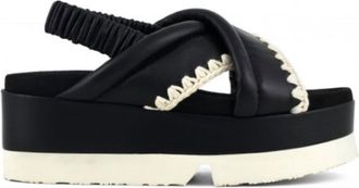 Mou Womens Japanese Criss-Cross Platform Sandals In Black