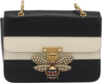 Gucci Queen Margaret Flap Colorblock Leather Black Leather Handbag (Pre-Owned)