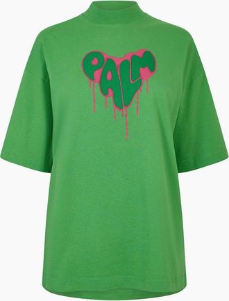 Palm Angels Womens Palm Rhinestones T - Green - Size: 14