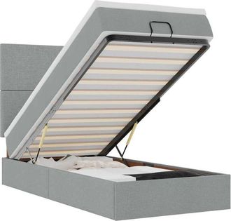 vidaXL Vidaxl - Estructura De Cama Otomana Con Colch&oacute;n Tela Gris Claro 80x200cm