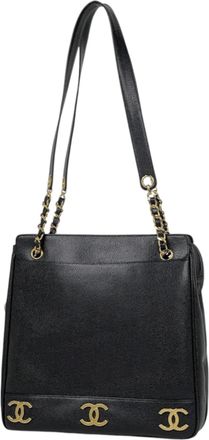 Chanel Black Grained Calfskin Shoulder Bag Tote Bag (Pre-Owned)