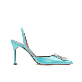 Amina Muaddi Bicolor Silk High Heel Womens Pumps