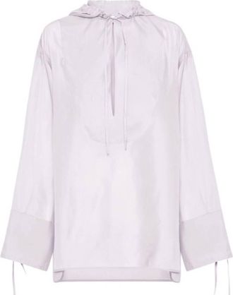 Ferragamo White Hooded Tunic Oversized Top, Brand Size 40 ( US Size 6 )