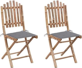 vidaXL Vidaxl - Sillas De Jard&iacute;n Plegables 2 Unidades Bamb&uacute; Con Cojines