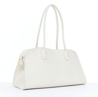 The Row 2024 Margaux Shoulder 12 White Grained Leather Tote