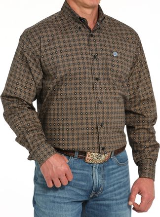Cinch Classic Print Button Down Shirt In Black