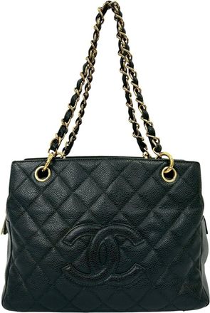 Chanel Black Grained Calfskin Tote Bag (Pre-Owned)