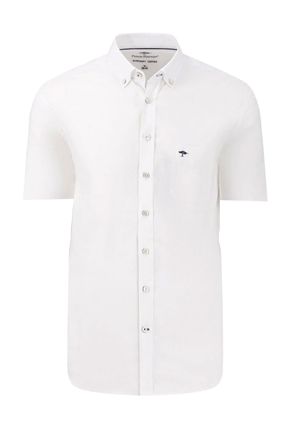 Fynch-Hatton Fynch-Hatton Mens SHORT SLEEVED OXFORD SHIRT WHITE Cotton - Size X-Large