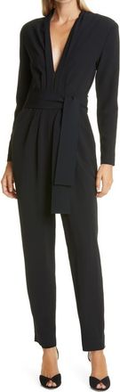 A.L.C. Kieran Plunge Neck Long Sleeve Jumpsuit in Black at Nordstrom Rack, Size 10