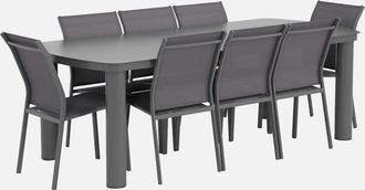 Sweeek Conjunto Mesa De Jard&iacute;n De Aluminio Con 8 Sillas