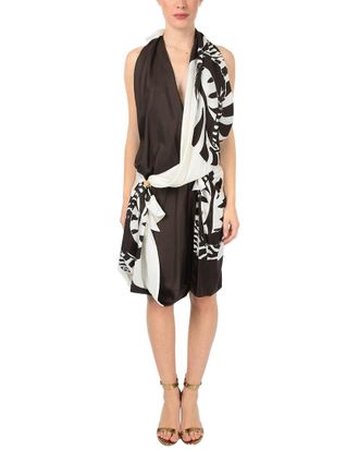Bottega Veneta Draped Zebra Silk Dress