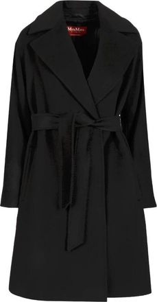 Max Mara Dravenna Wool Dressing Gown Coat - Dames - Jas met riem - Zwart - S - Wol - Jassen