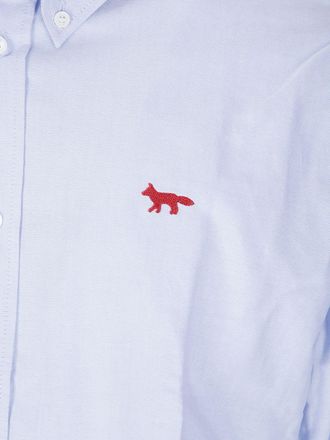 Maison Kitsun&eacute; Embroidered Fox Logo Shirt - Light Blue