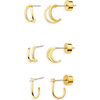 Nordstrom Set of 3 Demi Fine Dainty Huggie Hoop Earrings in 14K Gold Plated at Nordstrom Rack
